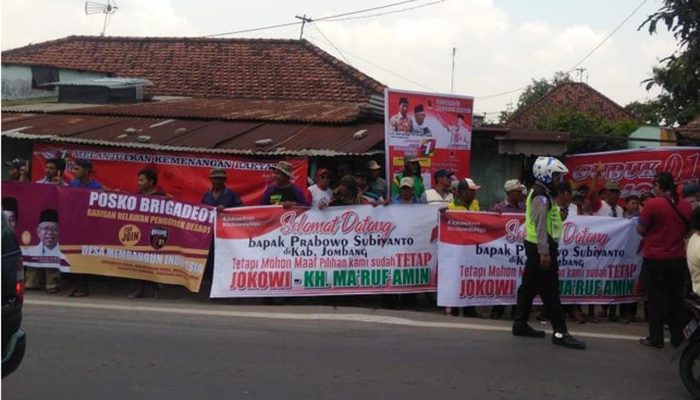 Prabowo Kunjungan Ke Jombang, Dapat Sambut Ratusan Relawan  Jokowi-Ma’ruf Amin