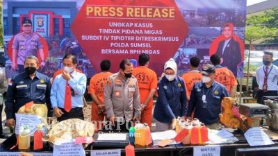 Polisi Gerebek Gudang BBM Oplosan di Muara Enim,  6 Pelaku Ditangkap