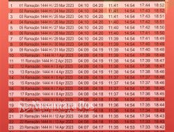 Jadwal Imsakiyah Wilayah Jombang dan Sekitarnya, Ramadan 1444 H / 2023 M
