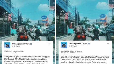 Praka ANG Anggota TNI AU Yang Tendang Pemotor Ibu-Anak Akhirnya Ditahan