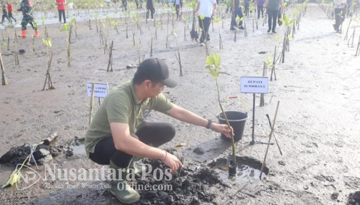 Ribuan Peserta Sukseskan Gotong Royong Tanam Pohon dan Bersih Sungai di Jembrana