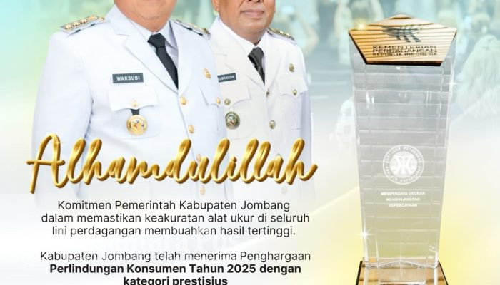 Jombang Sabet Penghargaan Perlindungan Konsumen 2025 Dari Kemendak RI