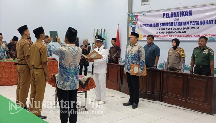 Kades Rejosopinggir Jombang Lantik Kaur Perencanaan dan Kaur TU Umum
