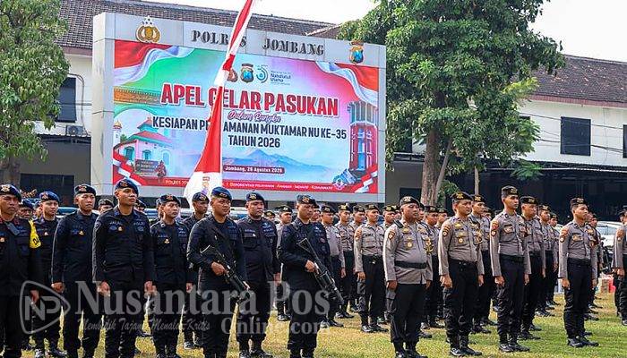 Polres Jombang dan BKO Polda Jatim Gelar Apel Pasukan Pengamanan Muktamar NU ke-35