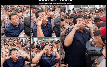Viral di Medsos, Pria Berbaju Hitam di Barisan Polisi Ejek Massa Aksi Hari Tani Bengkulu
