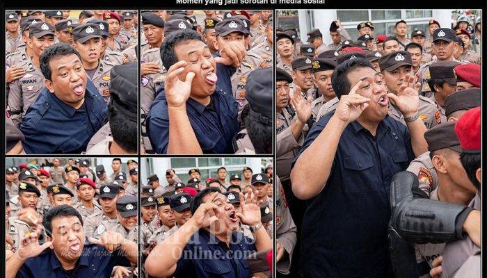 Viral di Medsos, Pria Berbaju Hitam di Barisan Polisi Ejek Massa Aksi Hari Tani Bengkulu